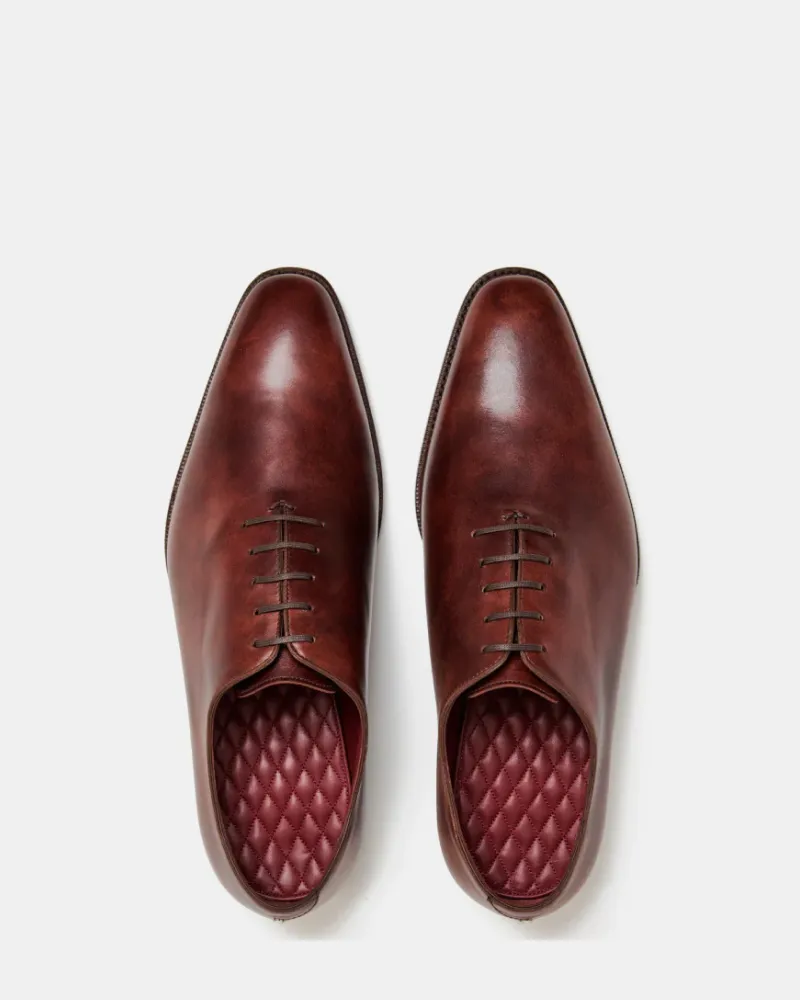 Recycled Material Components Museum Cognac Wholecut Oxford Dress Shoe with Rubber Half Soles