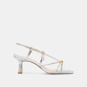 MYLEE HEELS SILVER DISTRESSED LEATHER Trendy Sandals