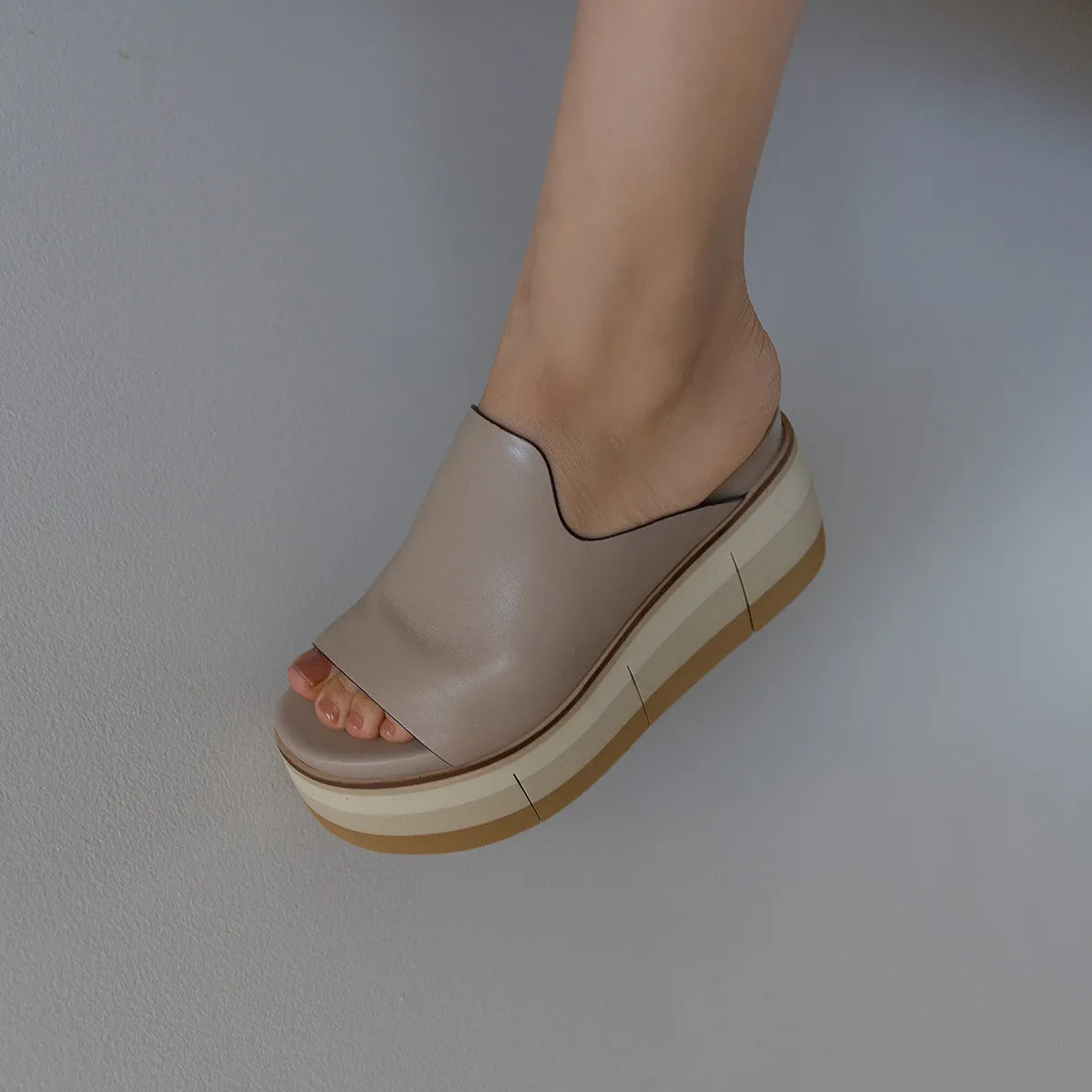 NAKED FEET - FLOW in BEIGE Platform Sandals