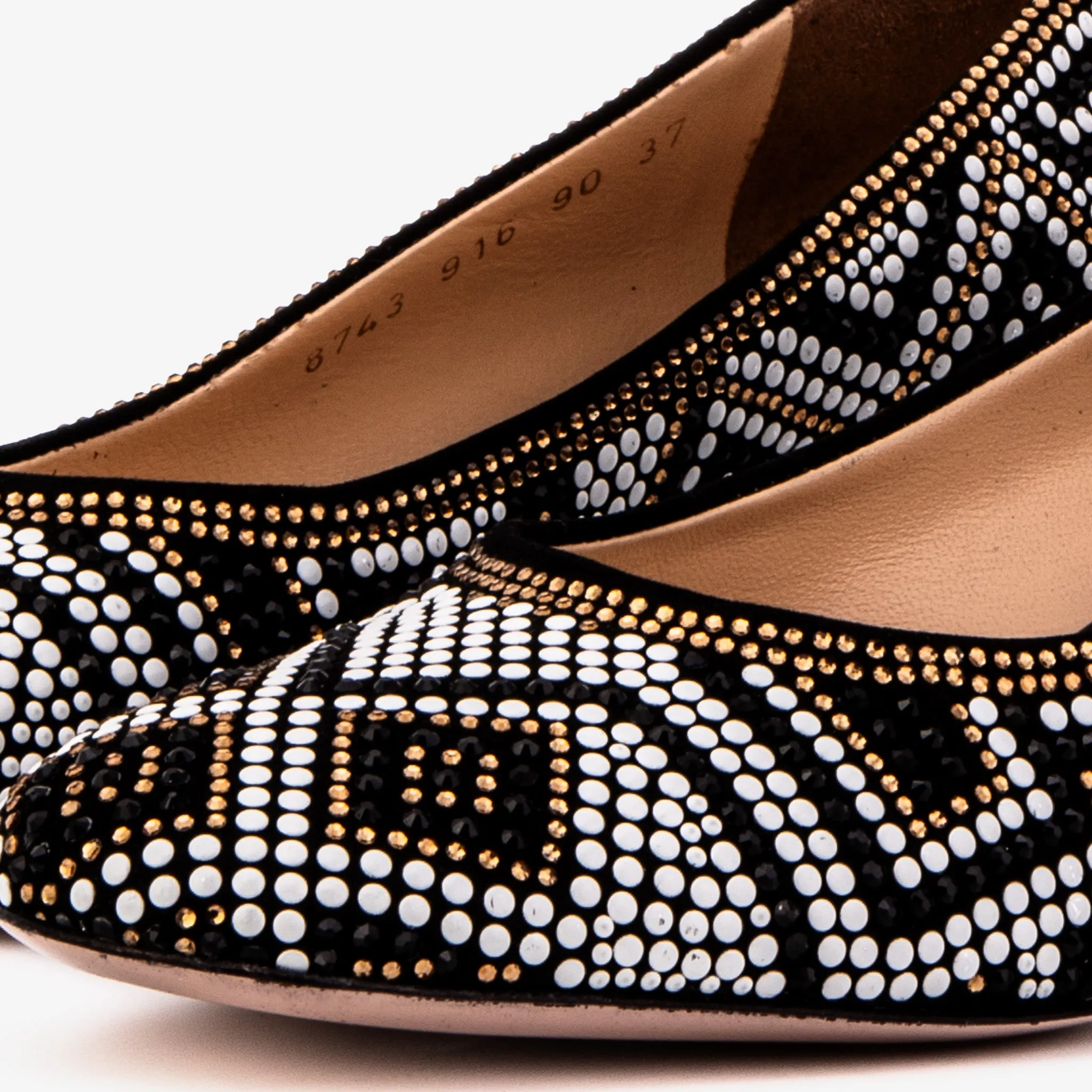 Comfort Plus Pointed Heels Nampula Crystal-Embellished Black Leather Women Pump