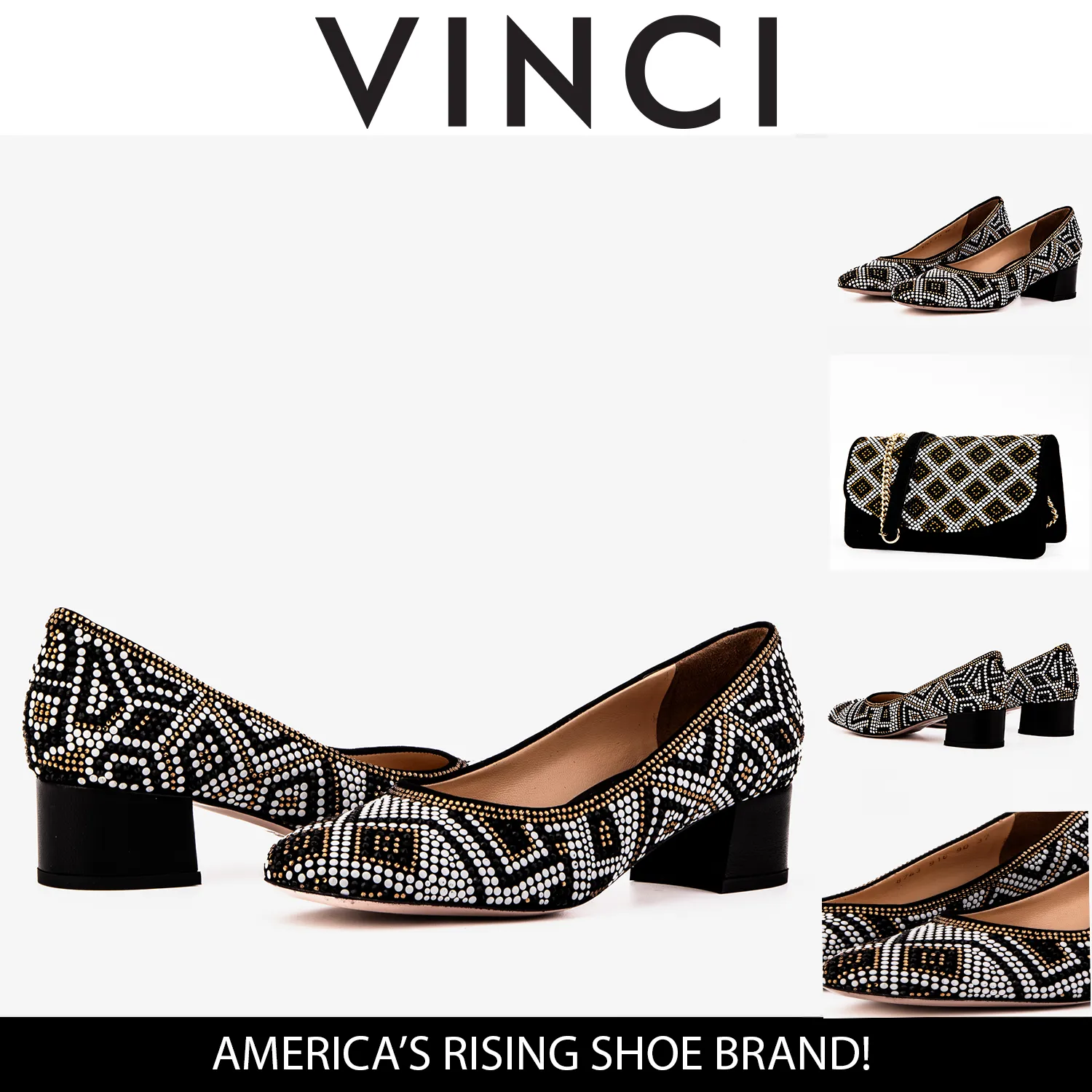 Daily Edge Nampula Crystal-Embellished Black Leather Women Pump