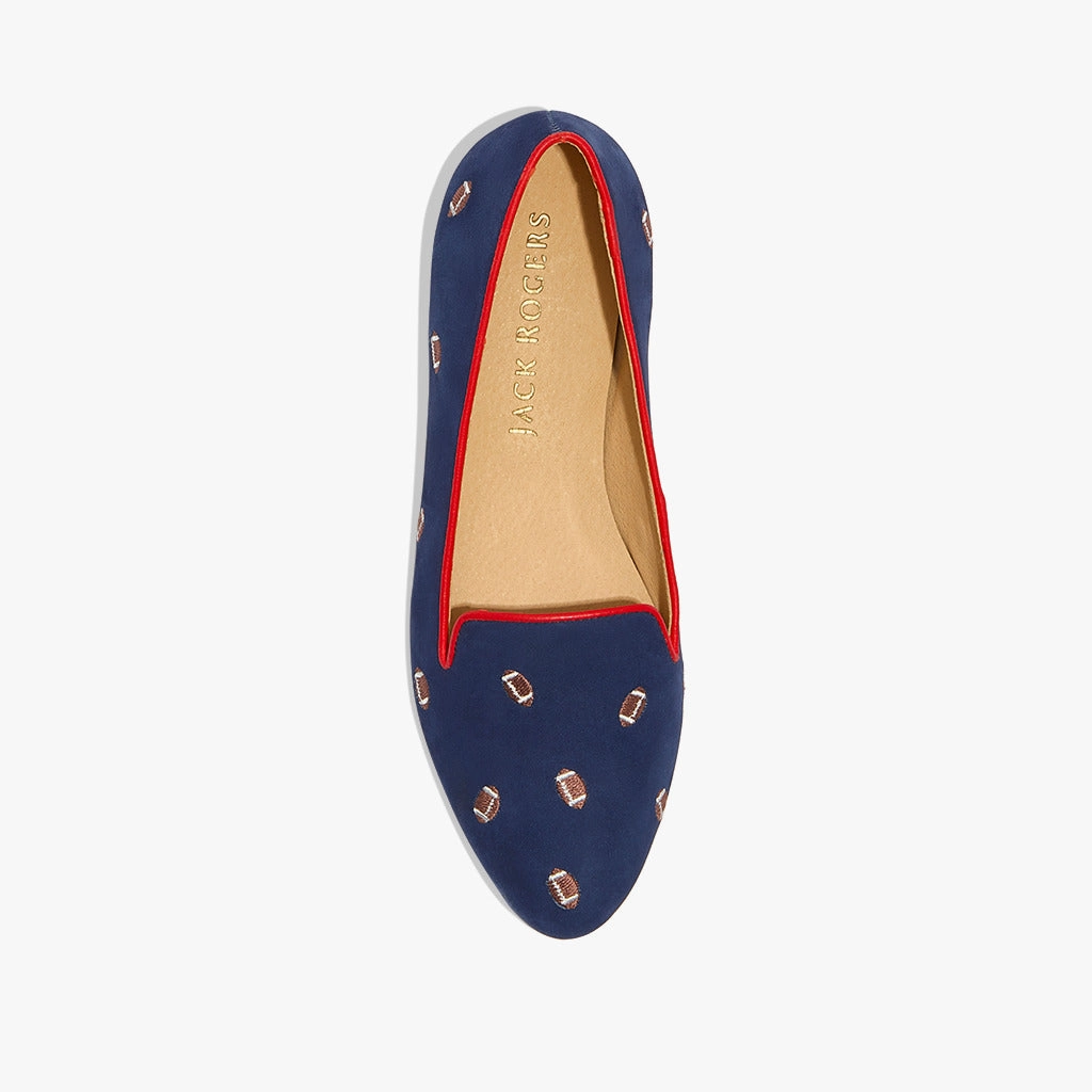 Jacks Suede Embroidered Football Loafer Trail Mood Happy Walk