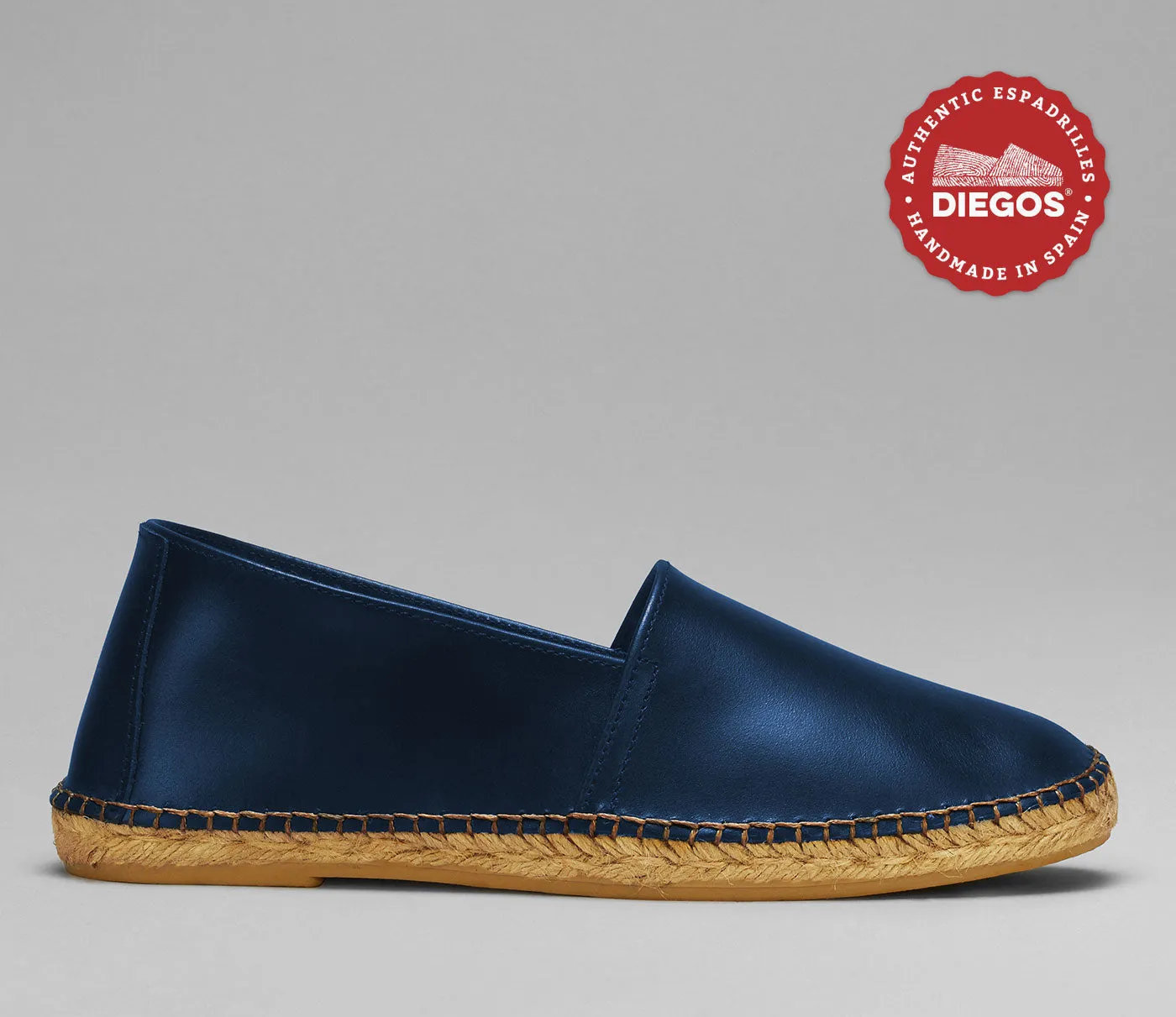 Navy leather espadrille