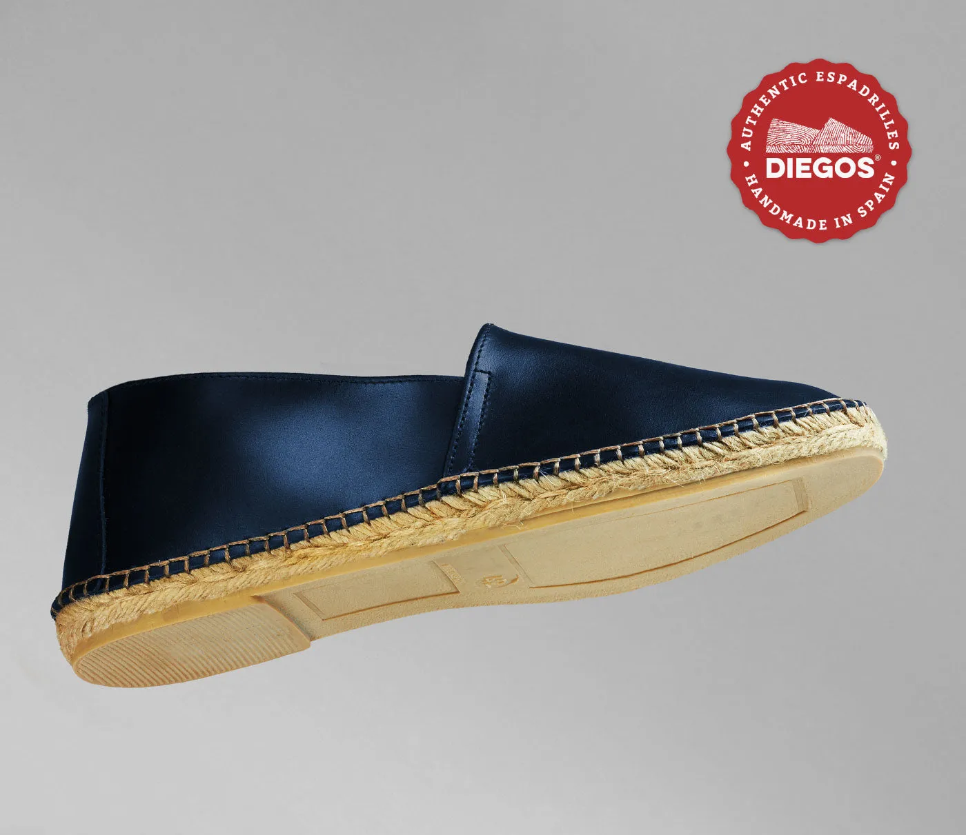 Navy leather espadrille