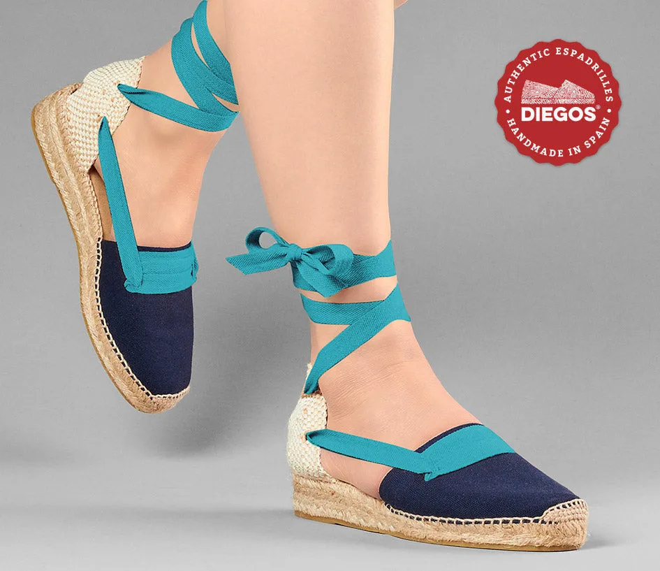 Navy Lola low wedge Basque espadrilles