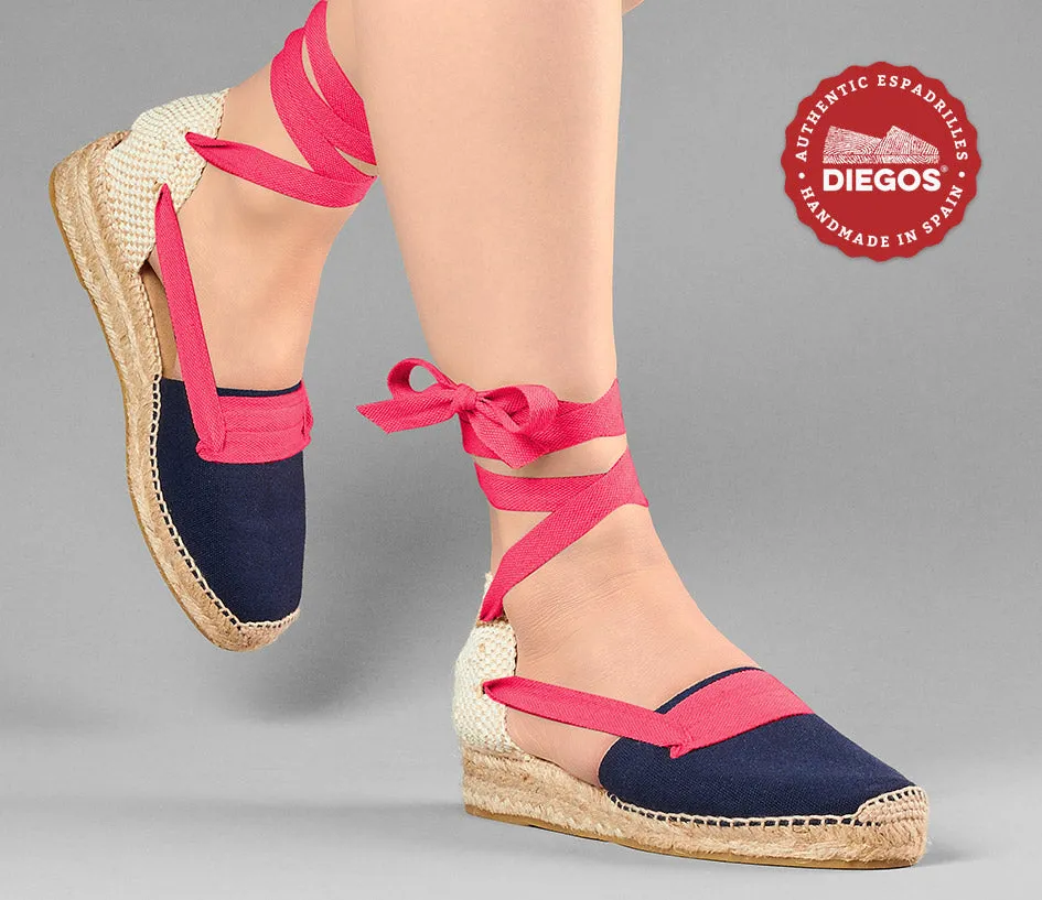 Navy Lola low wedge Basque espadrilles