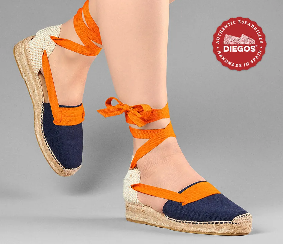 Navy Lola low wedge Basque espadrilles