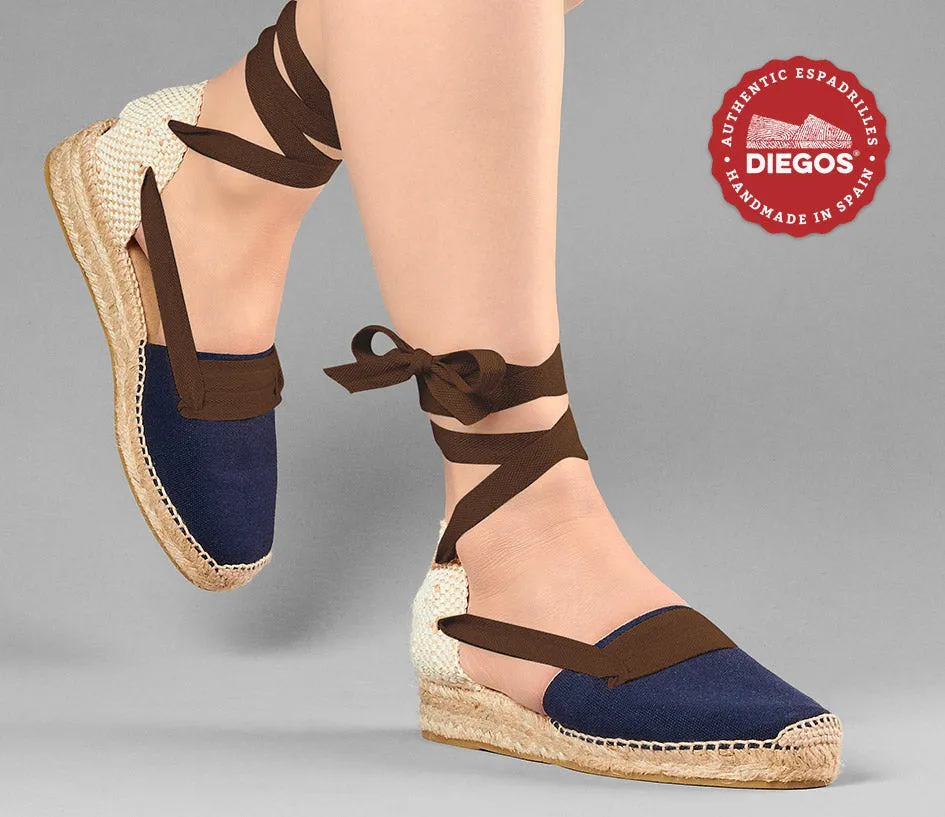 Navy Lola low wedge Basque espadrilles