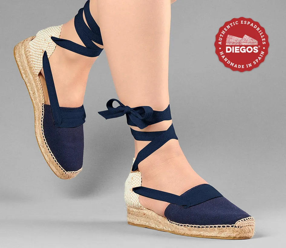 Navy Lola low wedge Basque espadrilles