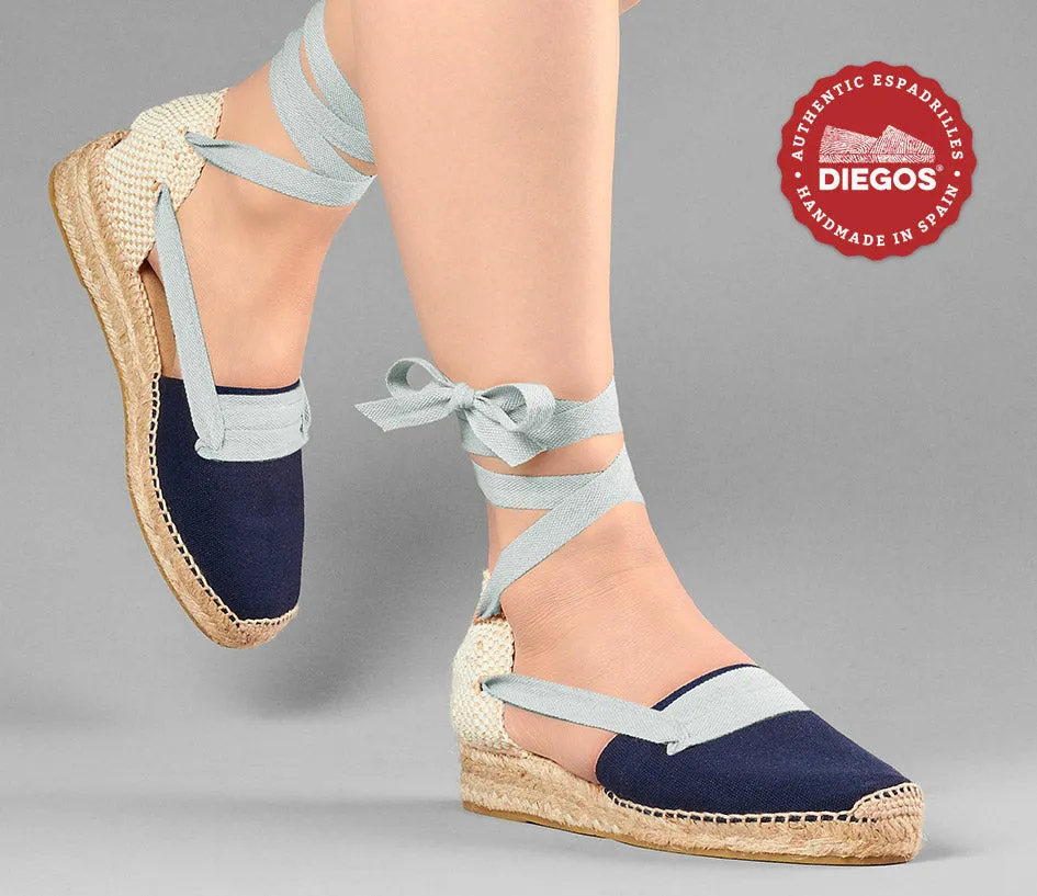 Navy Lola low wedge Basque espadrilles