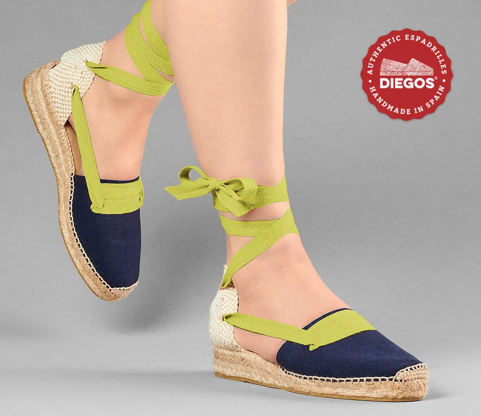 Navy Lola low wedge Basque espadrilles