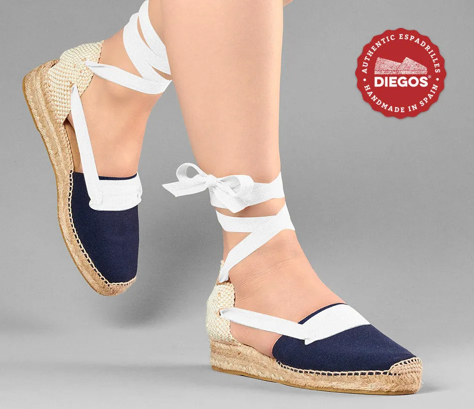 Navy Lola low wedge Basque espadrilles