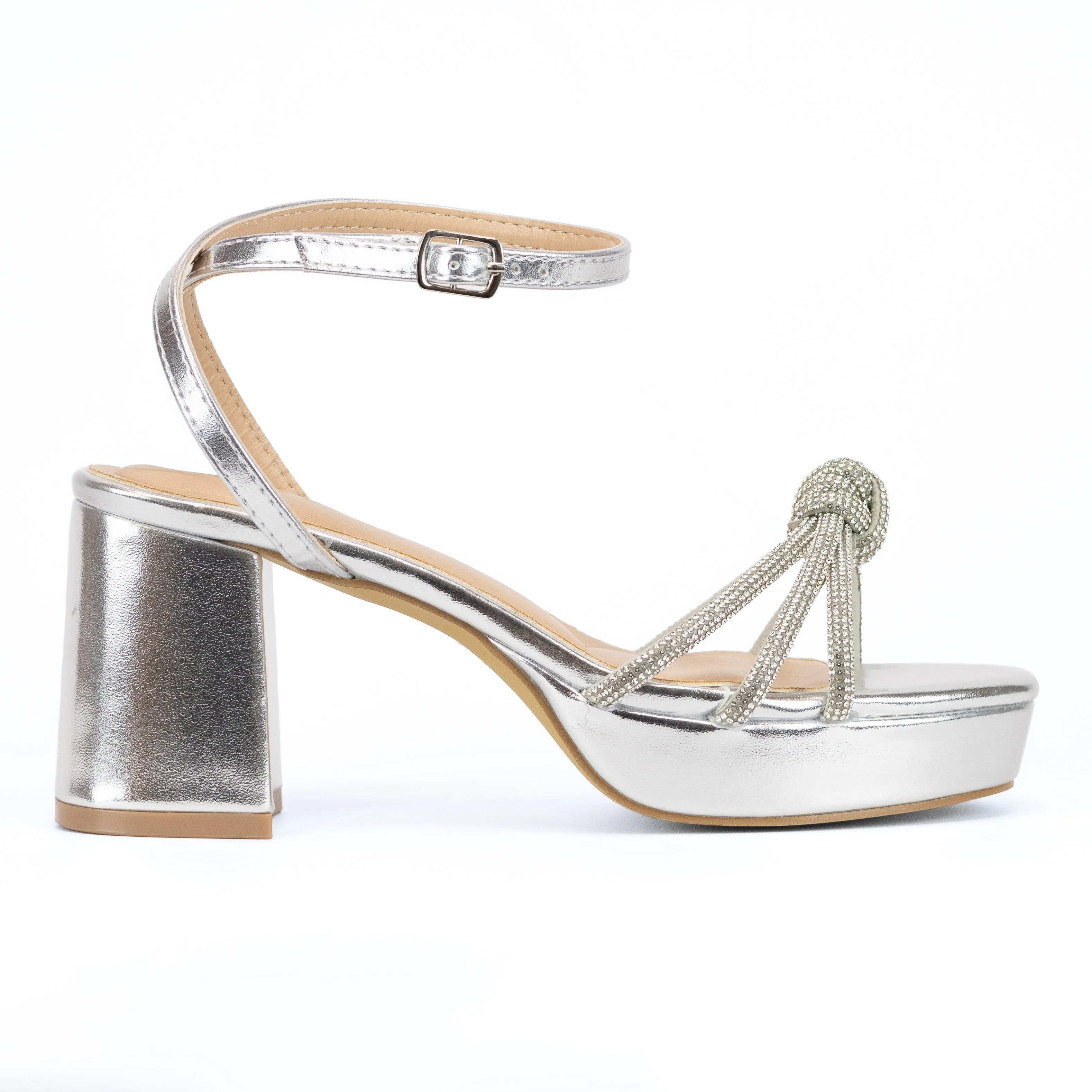 Newday - Embellished Ankle Strap Platform Heels, Open Toe & Chunky Heel, Trendy Summer Footwear, Stylish & Comfortable for Casual or Dressy Outfits