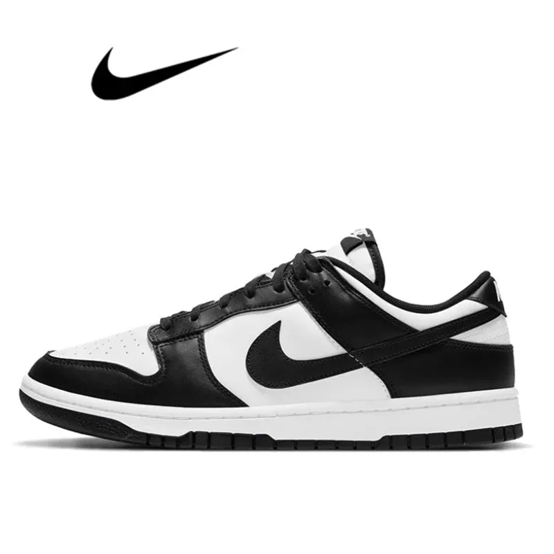 Nike Dunk Retro Black & White Skate Shoes - Genuine Leather, Non-Slip, Comfortable Classic Sneakers for Men & Women