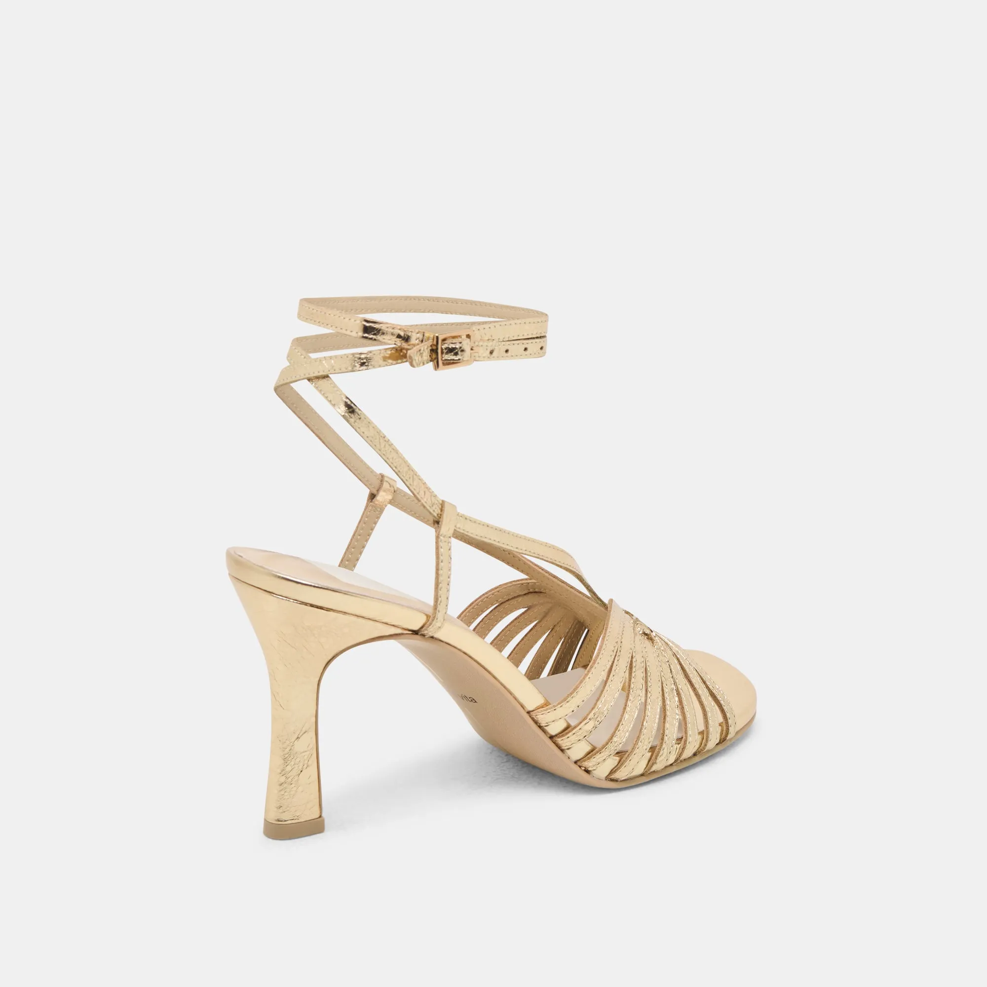 Open Cut Designer Appeal NIVANA HEELS GOLD DISTRESSED LEATHER