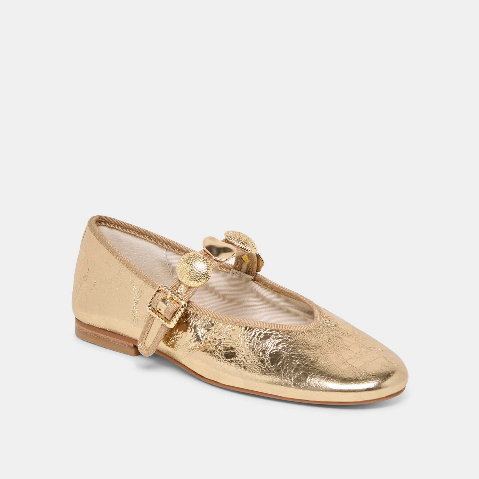 RELAN BALLET FLATS GOLD DISTRESSED LEATHER Lightweight Comfort Casual Walking Shoes