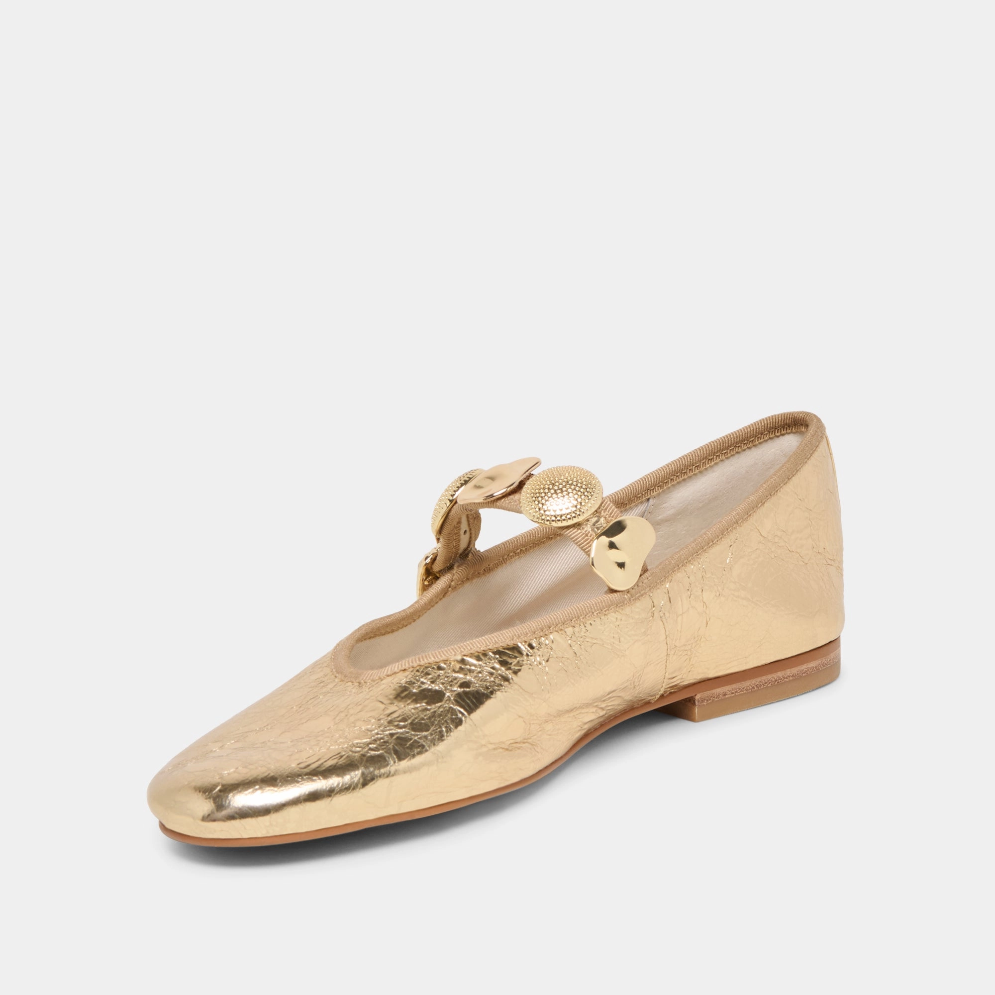 RELAN BALLET FLATS GOLD DISTRESSED LEATHER Shock Absorbing Footwear
