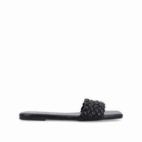 SAWYERR VEGAN LEATHER SLIDE SANDALS IN WIDE least cushioned gym - specific functions