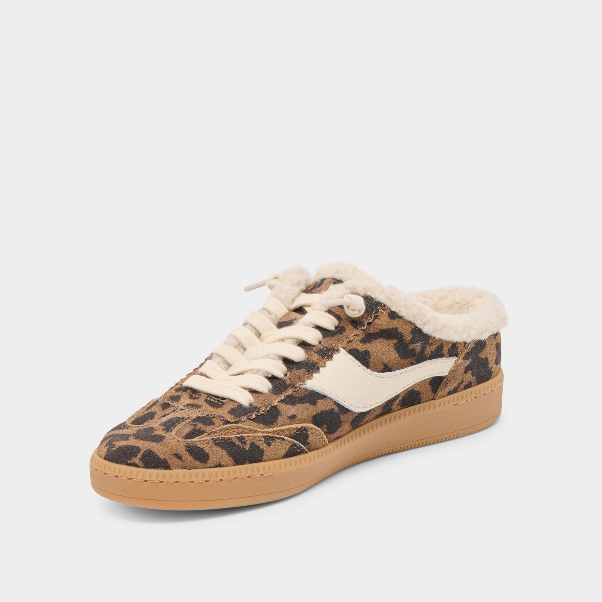 NOTICE SLIDE PLUSH SNEAKERS BROWN LEOPARD PRINTED SUEDE cyclists'