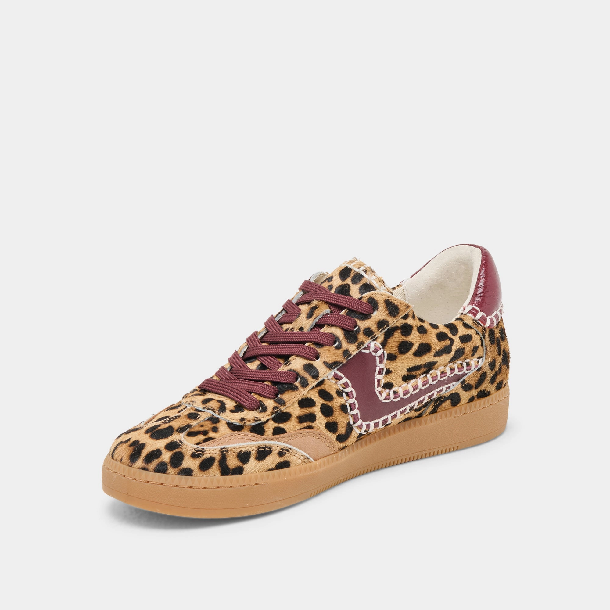 NOTICE STITCH SNEAKERS BURGUNDY LEOPARD CALF HAIR Airy Feel Structured Choice