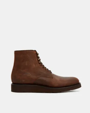 Brown Waxed Suede Lightweight Plain-Toe Boot Seamless Comfort Urban Commute Non Marking Sole
