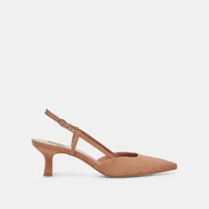 ODELA WIDE HEELS TOFFEE SUEDE Heroine Aura Beach Glam
