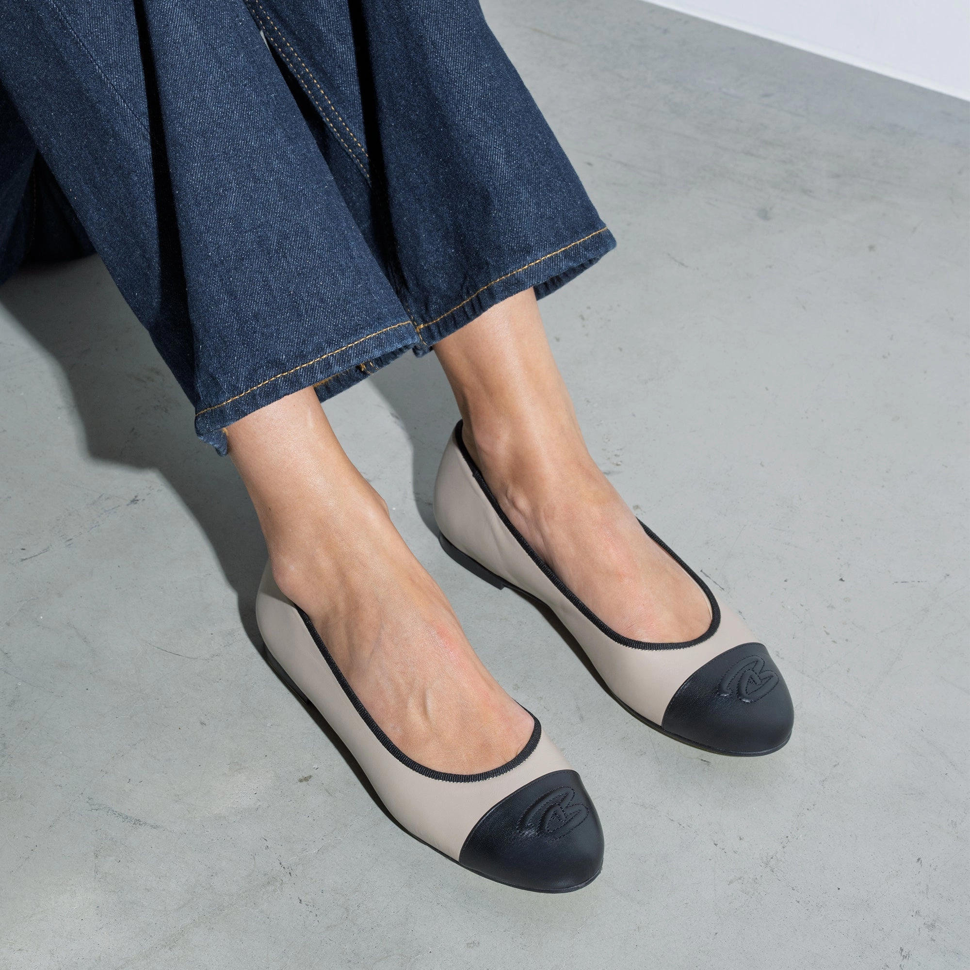 Vendo?me Ynes taupe calfskin leather ballerinas Unique Design Modern Cushioning