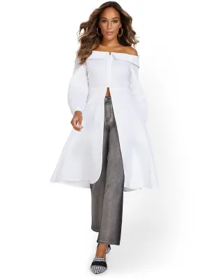 Off-The-Shoulder Poplin Drama Top