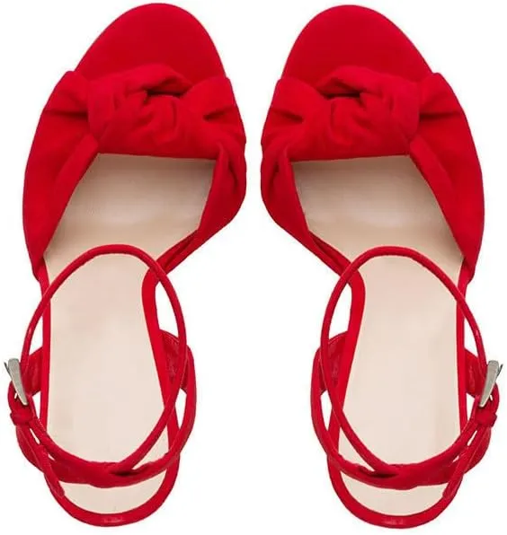 onlymaker Women's Peep Toe Open-back Ankle Sandals Cross Buckle Strap Cute Bowknot Stiletto High Heel Sandals
