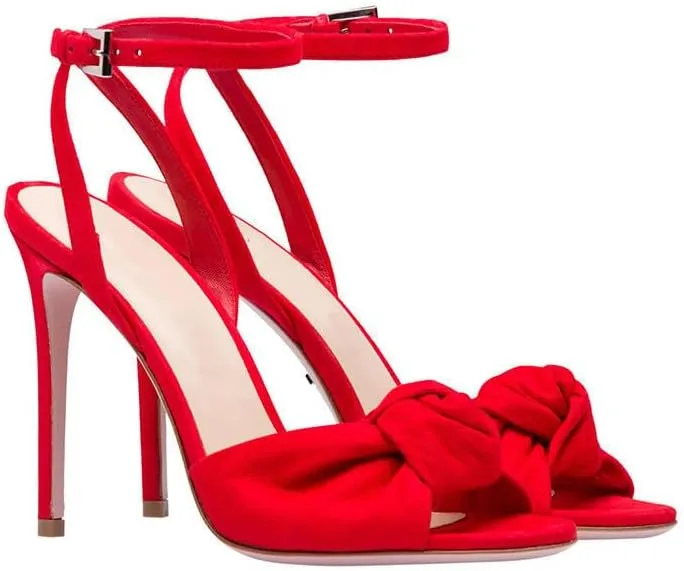 onlymaker Women's Peep Toe Open-back Ankle Sandals Cross Buckle Strap Cute Bowknot Stiletto High Heel Sandals