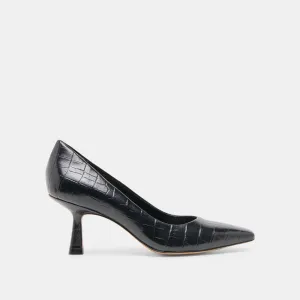 BRIONA HEELS NOIR CROCO EMBOSSED LEATHER Closed Toe Style