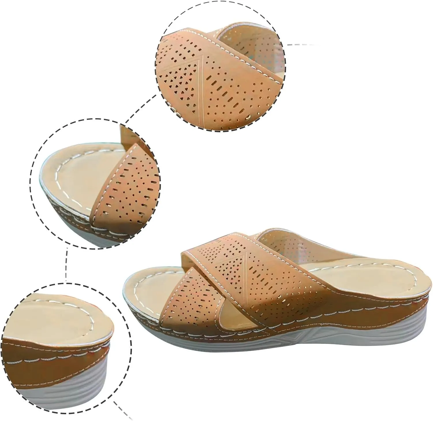 Orthopedic Sandals for Women Arch Support Non Slip Open Toe Leather Wedge Slides Sandals Wedge Platform Sandal