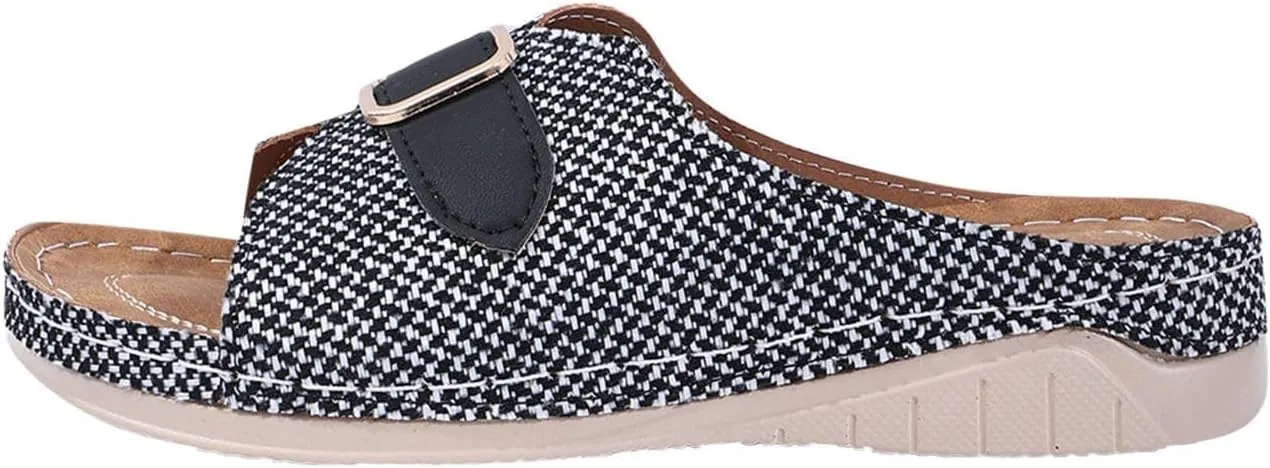 Orthopedic Sandals for Women Comfortable Arch Support Wedge Sandals 2025 Summer Casual Open Toe Slip-On Outdoor Walking Shoes Slippers