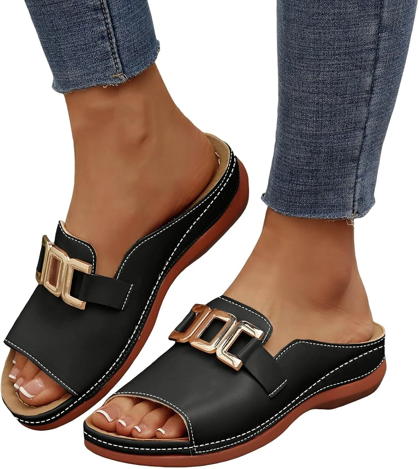 Orthopedic Wedge Sandals for Women Comfortable Lip On Dressy Summer Comfortable Slides Sandals Open Toe Wedges Beach Shoes Sandal