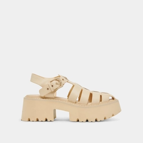 Vegan Leather Option LASLY TONAL SANDALS LIGHT YELLOW LEATHER
