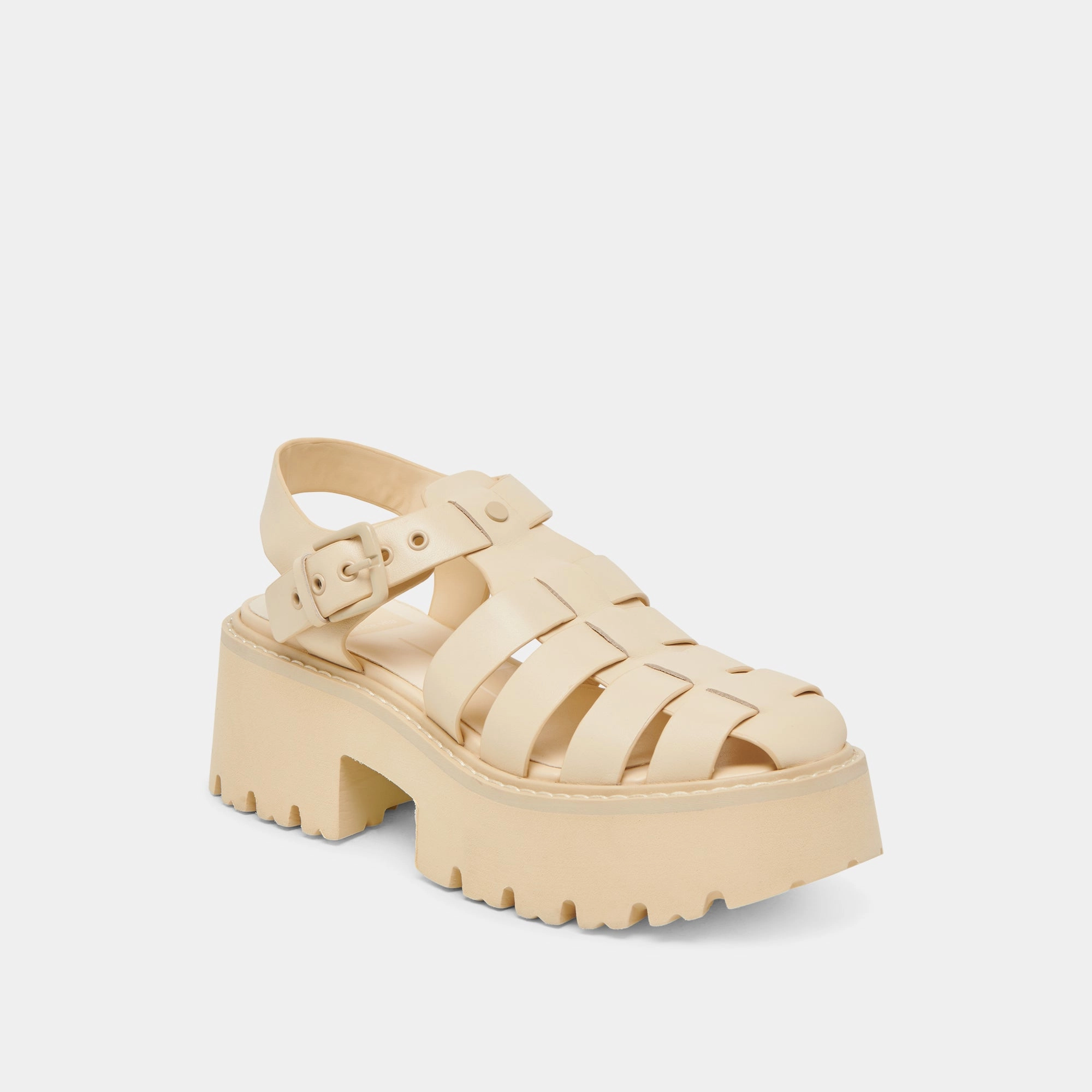 Comfortable Design LASLY TONAL SANDALS LIGHT YELLOW LEATHER