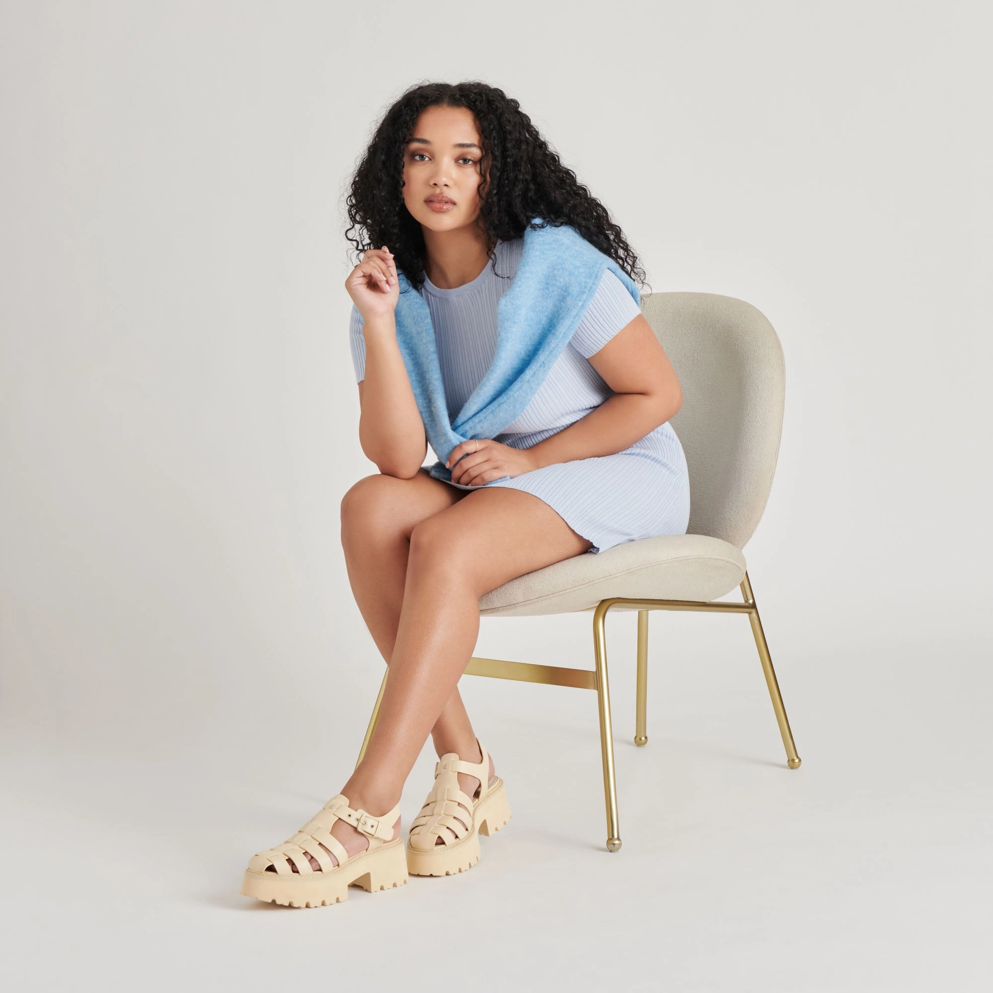 LASLY TONAL SANDALS LIGHT YELLOW LEATHER Comfortable