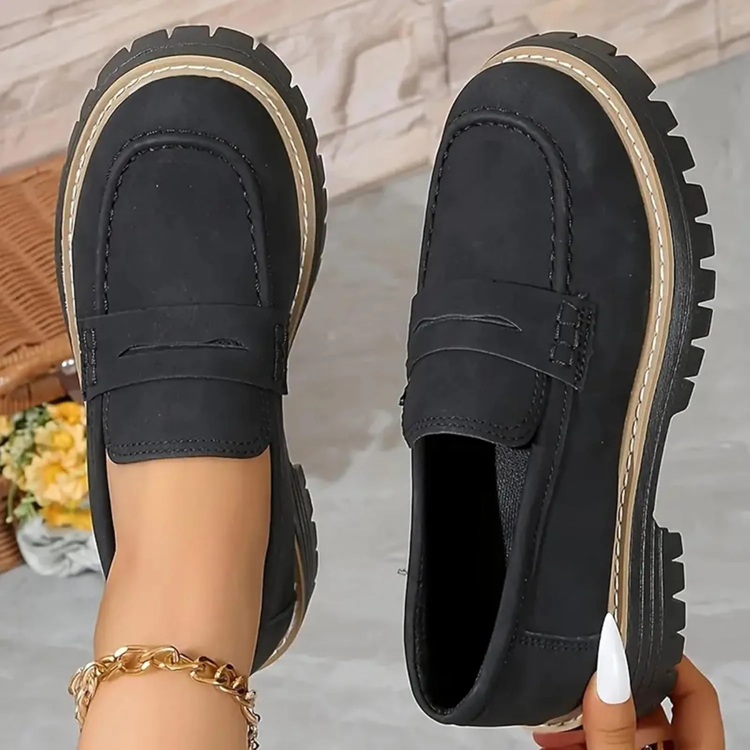 Orthoture-Orthopedic Platform Loafers Comfort Lightweight Shoes Womens Round Toe Walking Shoes Slip on Casual Shoes