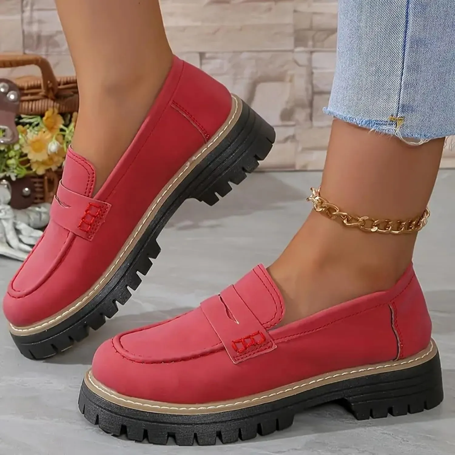 Orthoture-Orthopedic Platform Loafers Comfort Lightweight Shoes Womens Round Toe Walking Shoes Slip on Casual Shoes