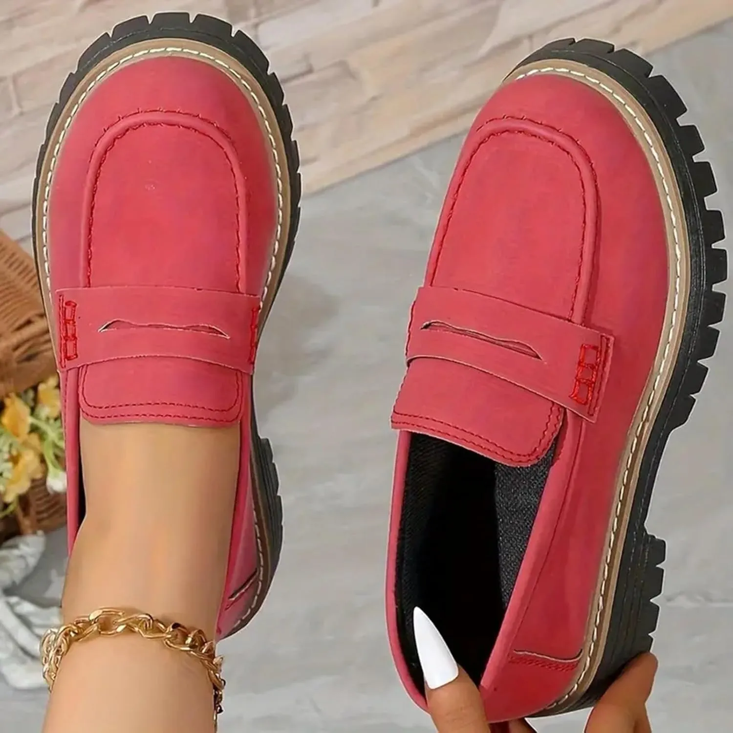 Orthoture-Orthopedic Platform Loafers Comfort Lightweight Shoes Womens Round Toe Walking Shoes Slip on Casual Shoes