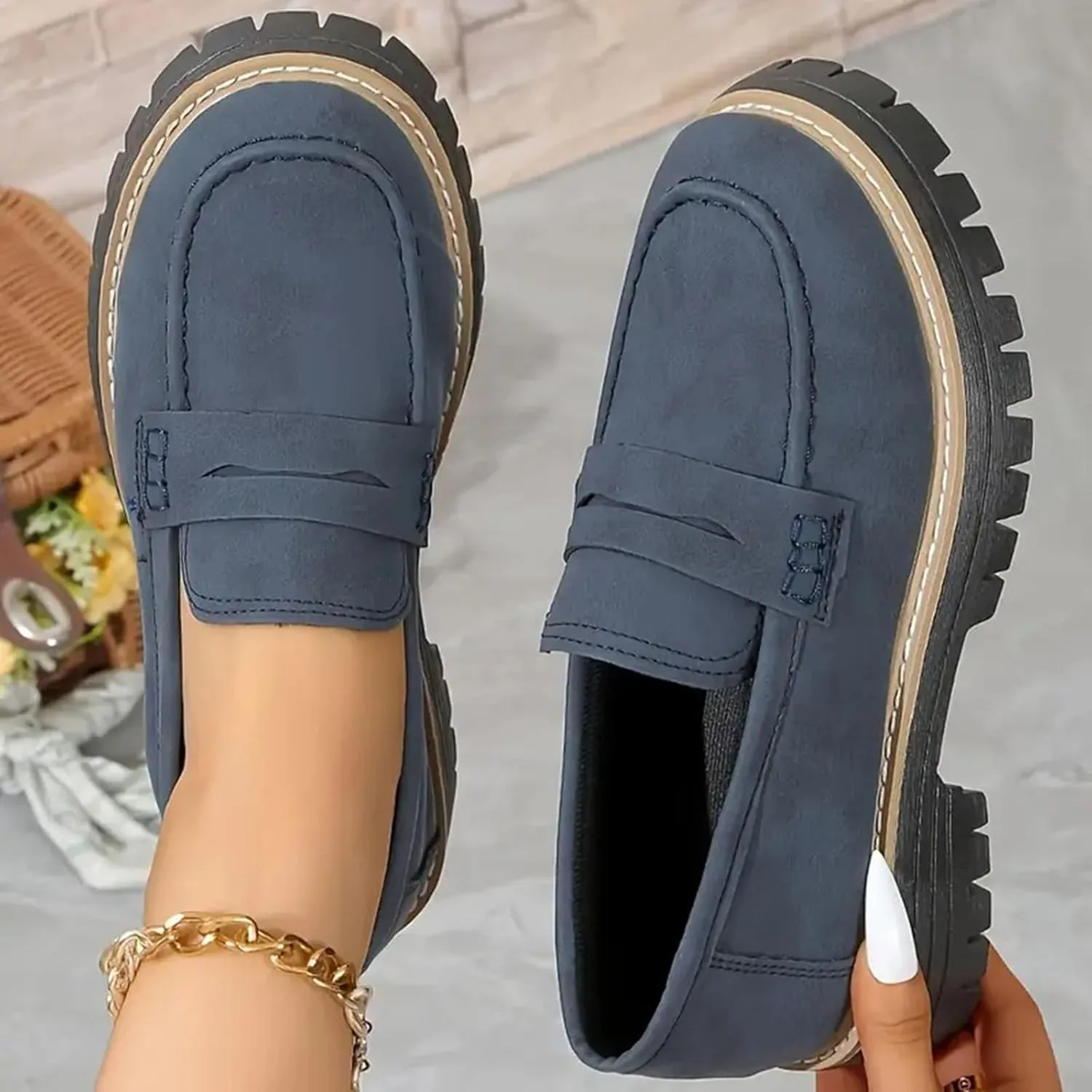 Orthoture-Orthopedic Platform Loafers Comfort Lightweight Shoes Womens Round Toe Walking Shoes Slip on Casual Shoes