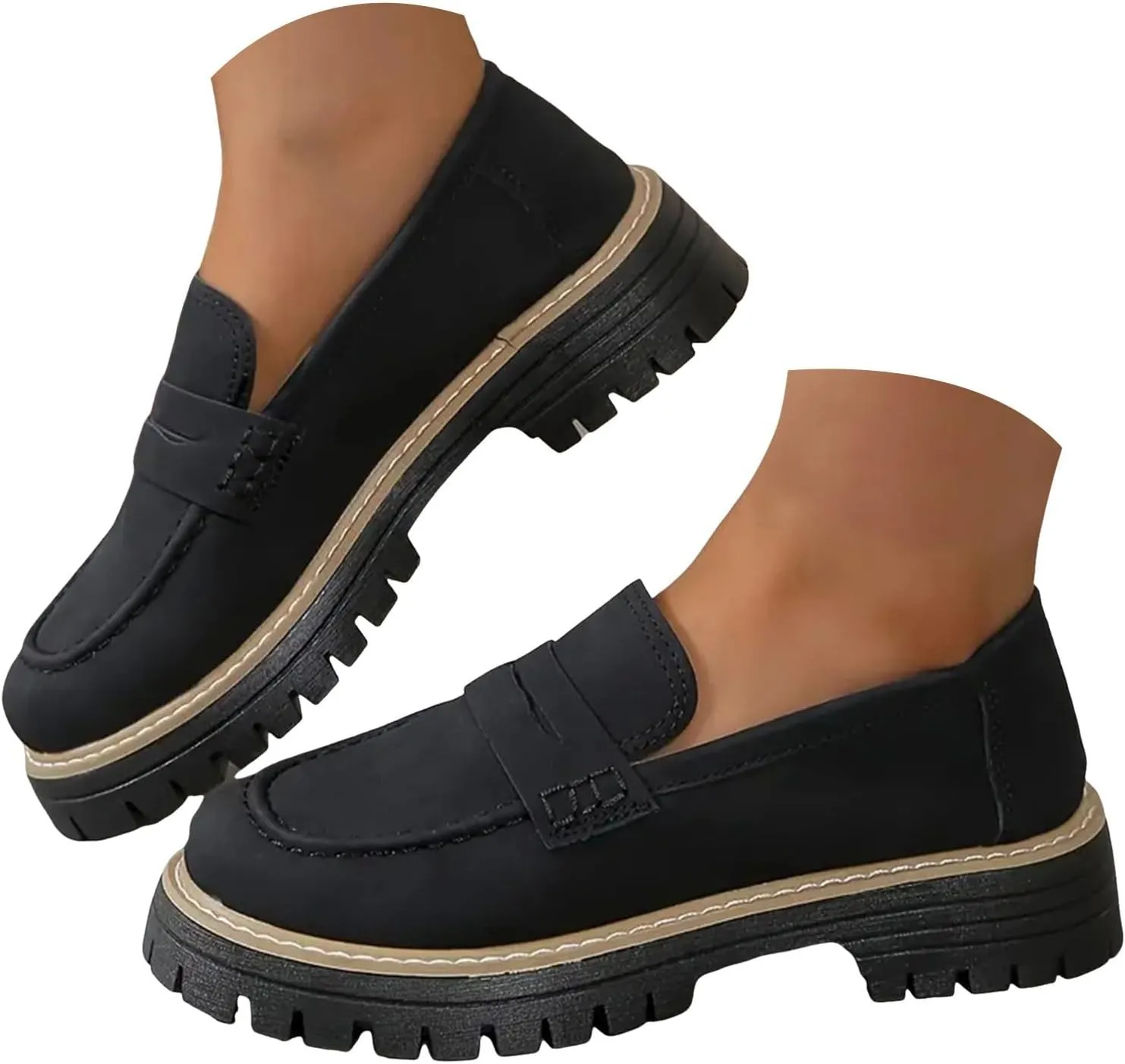 Orthoture-Orthopedic Platform Loafers Comfort Lightweight Shoes Womens Round Toe Walking Shoes Slip on Casual Shoes