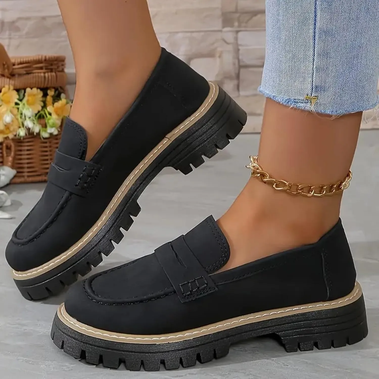 Orthoture-Orthopedic Platform Loafers Comfort Lightweight Shoes Womens Round Toe Walking Shoes Slip on Casual Shoes