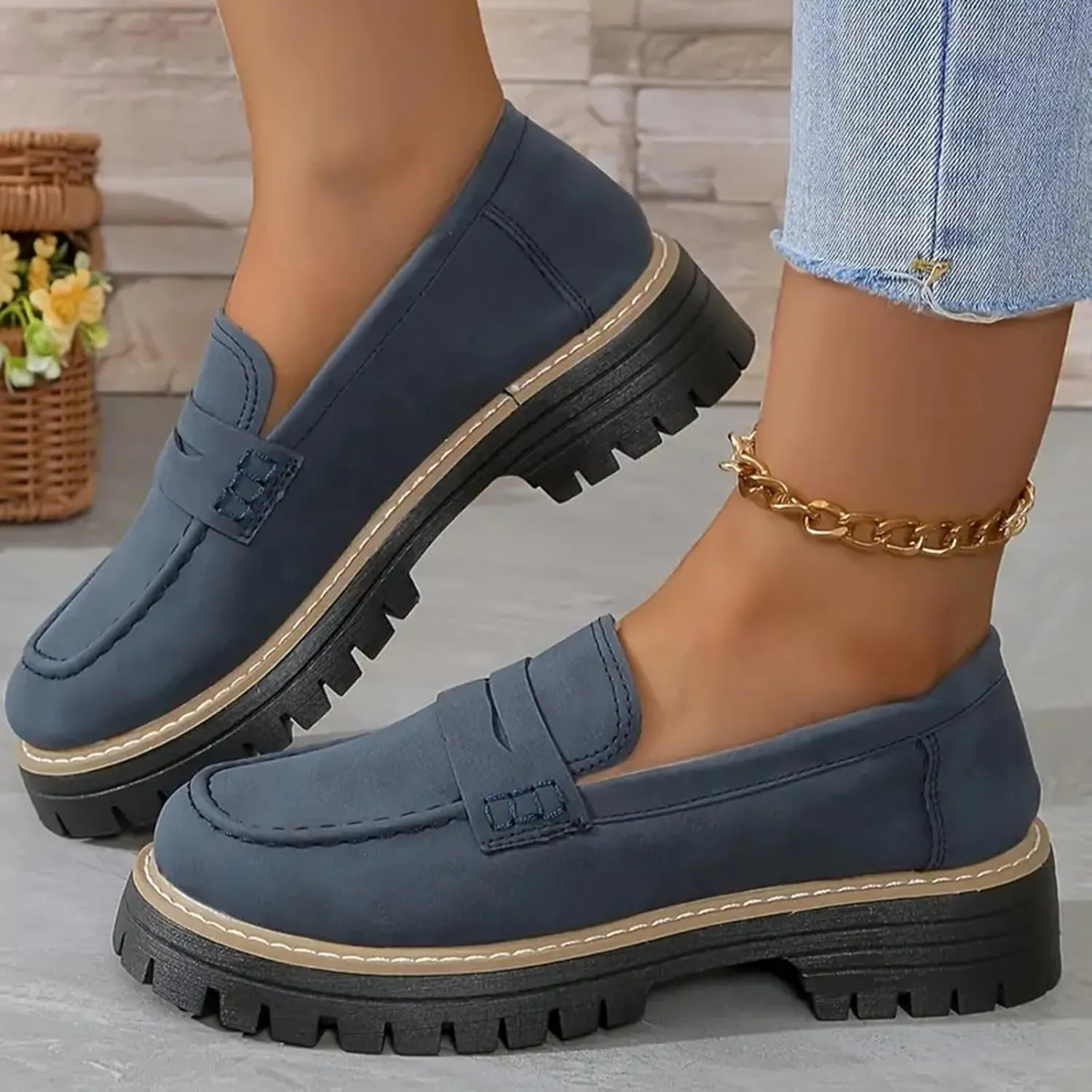 Orthoture-Orthopedic Platform Loafers Comfort Lightweight Shoes Womens Round Toe Walking Shoes Slip on Casual Shoes