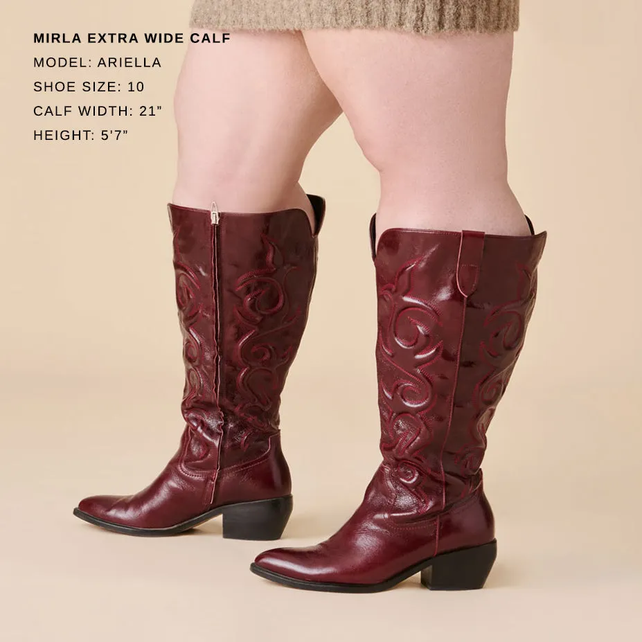 Thermal Insulation MIRLA EXTRA WIDE CALF BOOTS OXBLOOD LEATHER