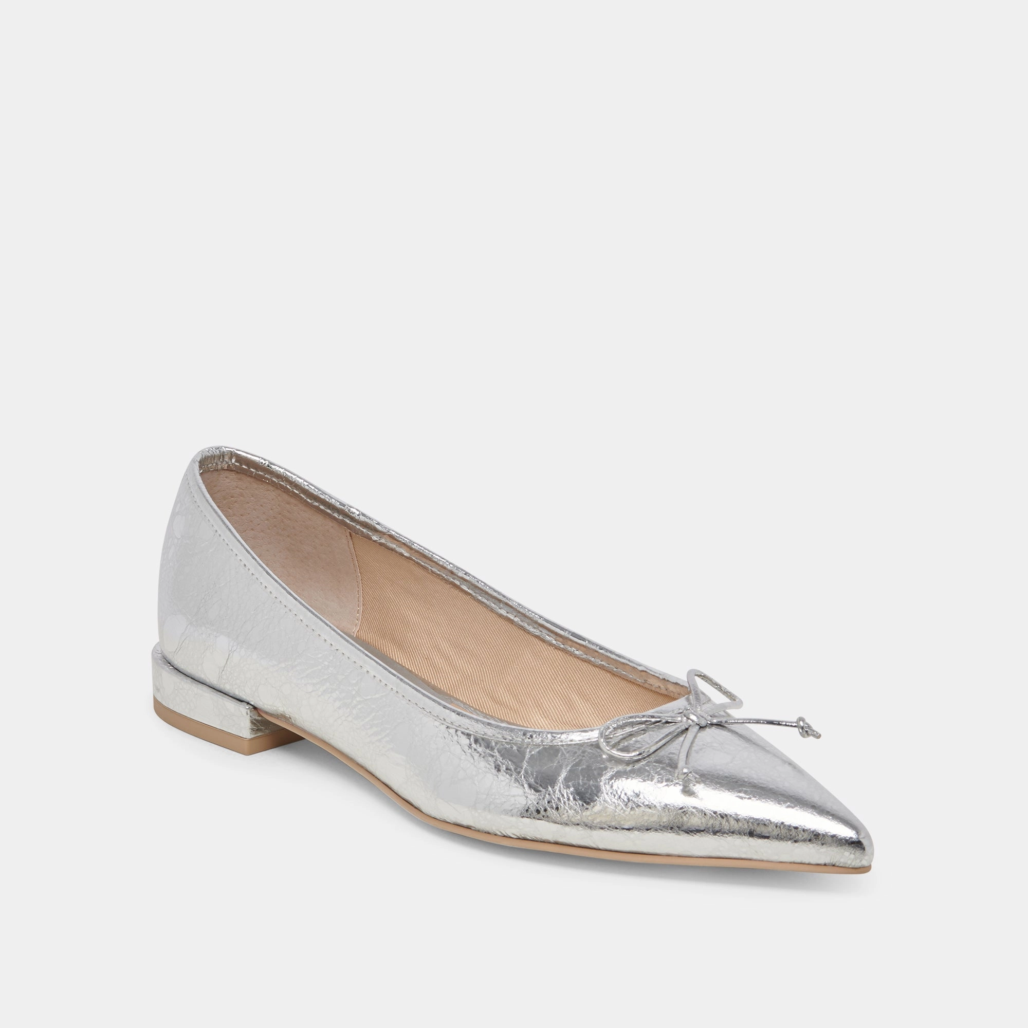 Fashionable PALANI BALLET FLATS SILVER DISTRESSED LEATHER - re:vita