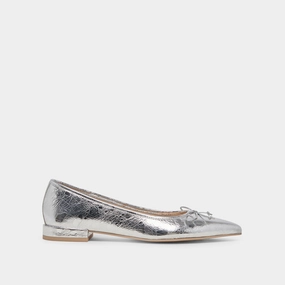 PALANI BALLET FLATS SILVER DISTRESSED LEATHER - re:vita Paris Touch Wide fit