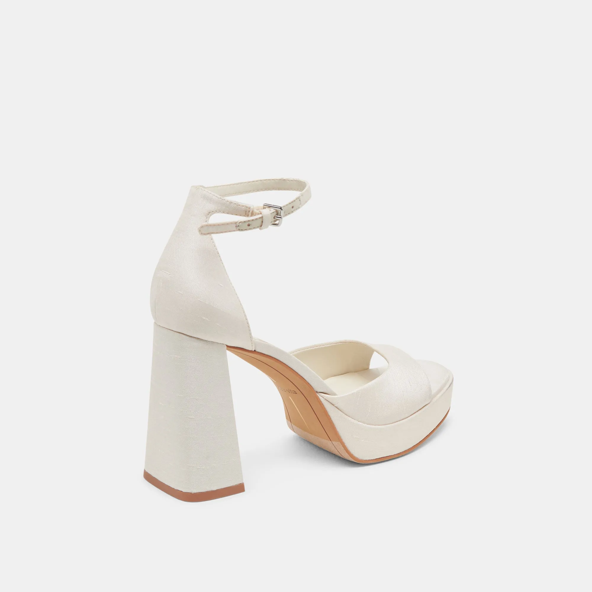 Fall Glow Mom Chic PANDRO WIDE HEELS WHITE SATIN