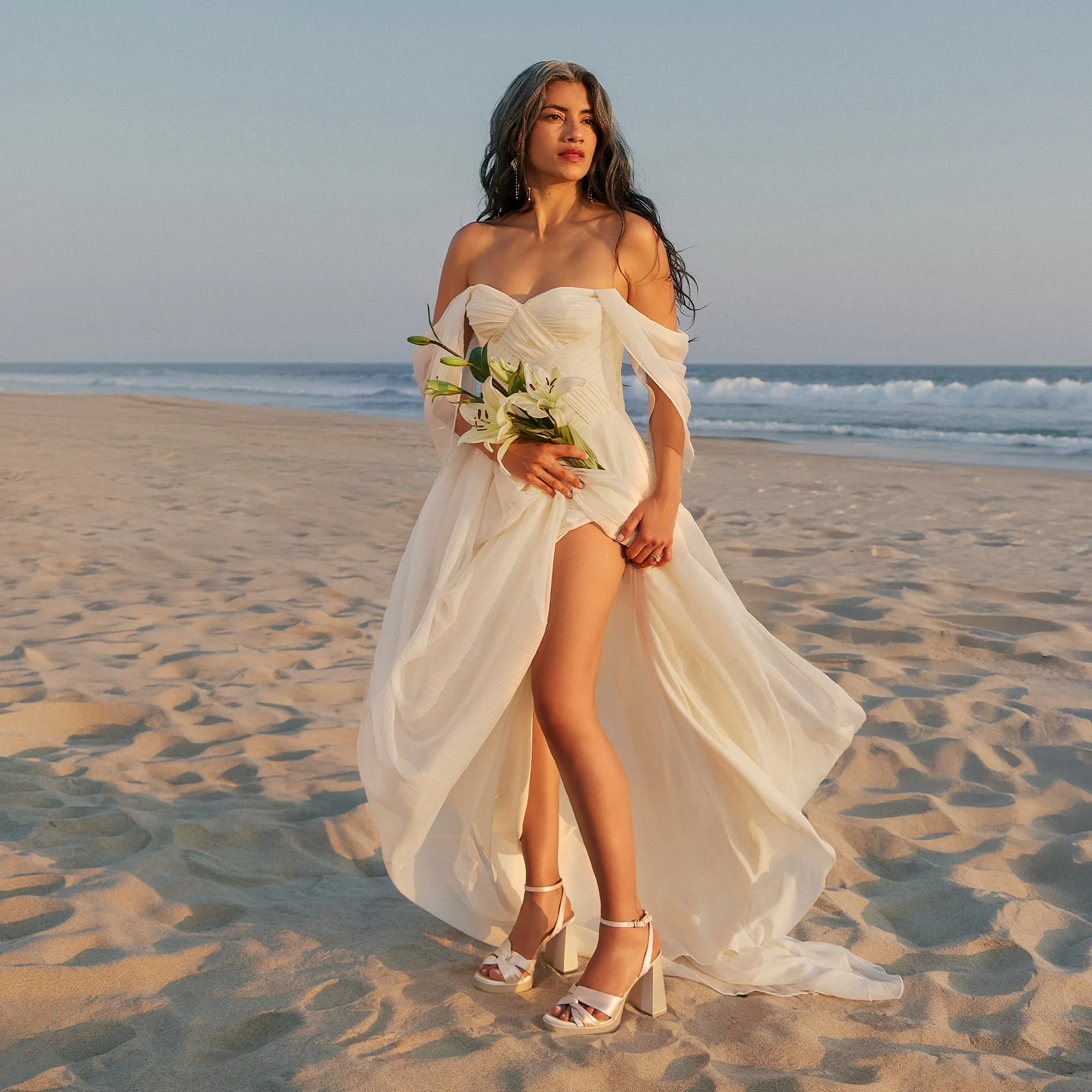 Elevated Look Tall Effect PARLO HEELS IVORY SATIN