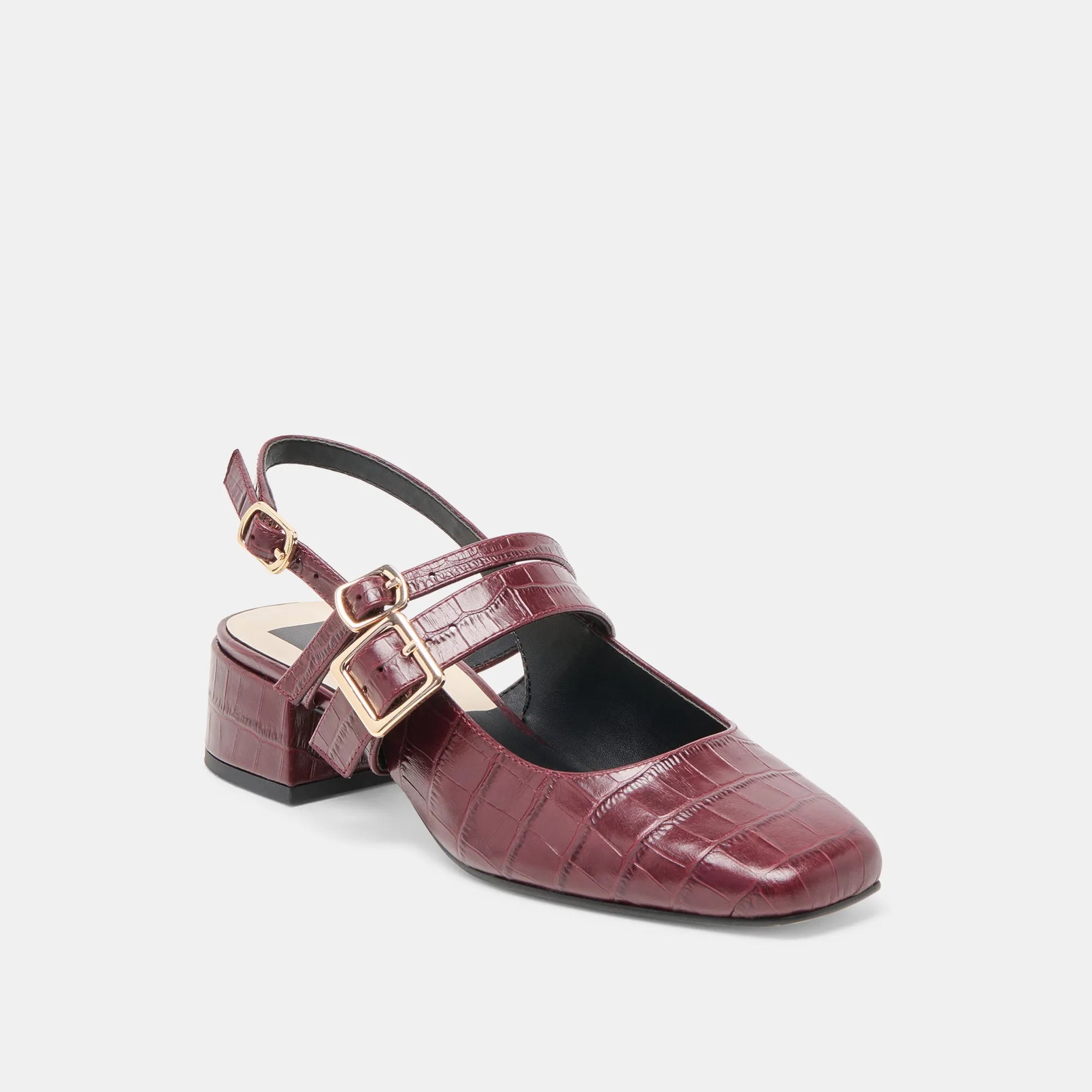 Versatile Design PATZY HEELS OXBLOOD EMBOSSED LEATHER
